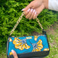 Turquoise and orange wax handbag/shoulder bag