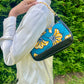 Turquoise and orange wax handbag/shoulder bag