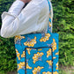 African tote bag in turquoise and orange wax