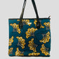 Traditional blue and orange wax tote bag