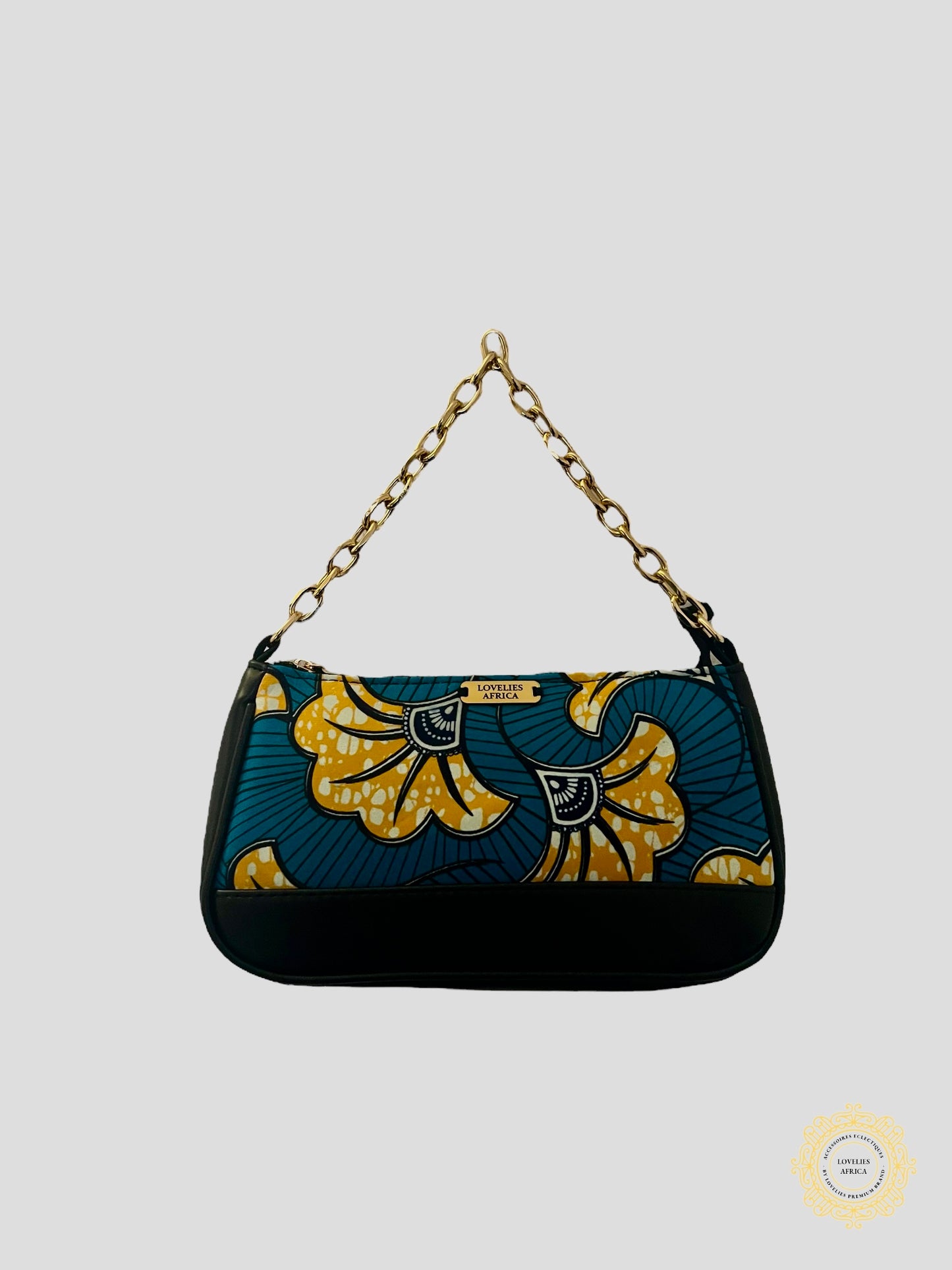 Turquoise and orange wax handbag/shoulder bag