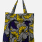 African tote bag in purple and yellow wax