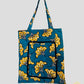 African tote bag in turquoise and orange wax